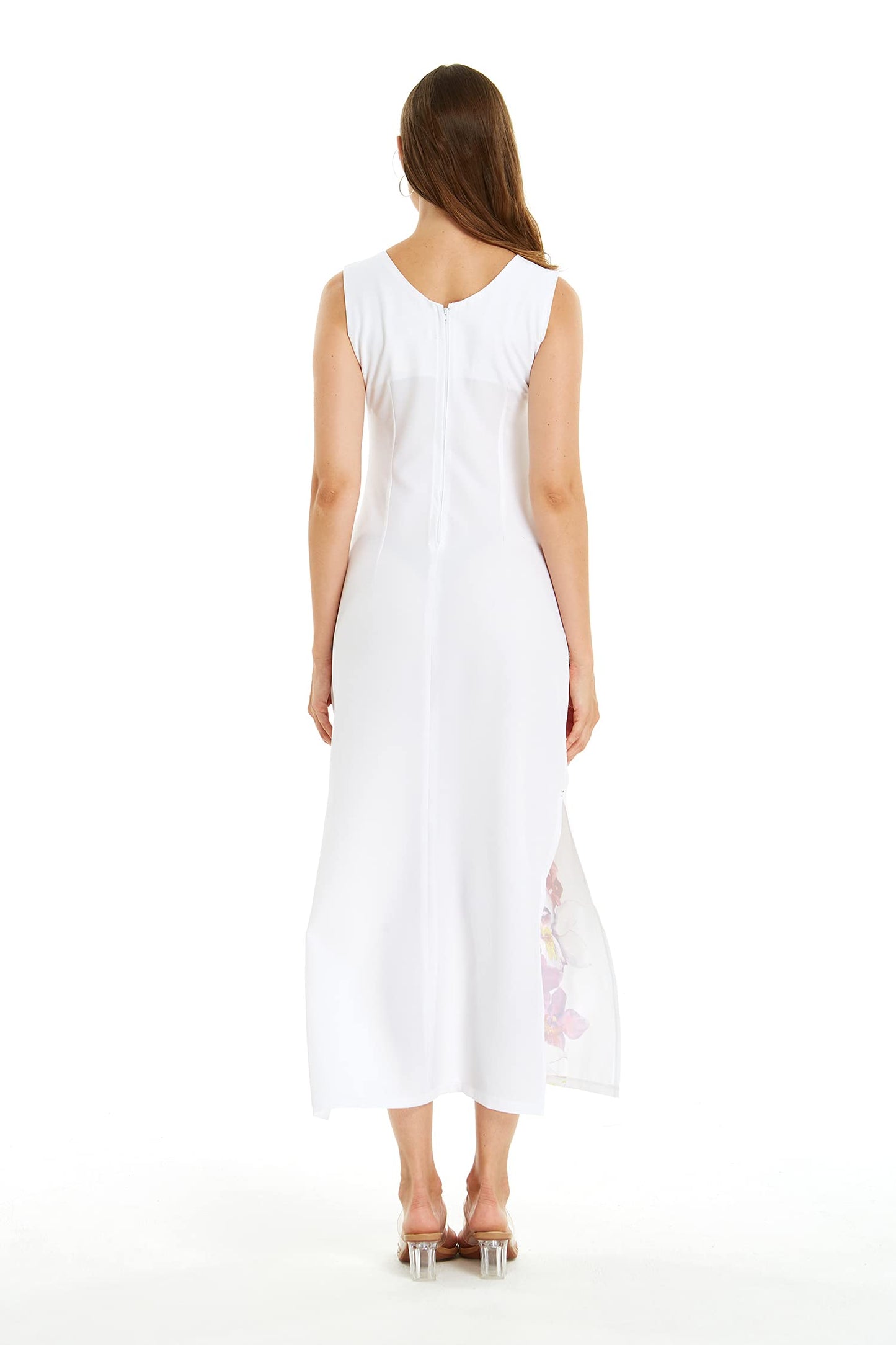 Matchable Family Hawaiian Luau Maxi Tank Dress, Watercolor Orchid, Women, Medium