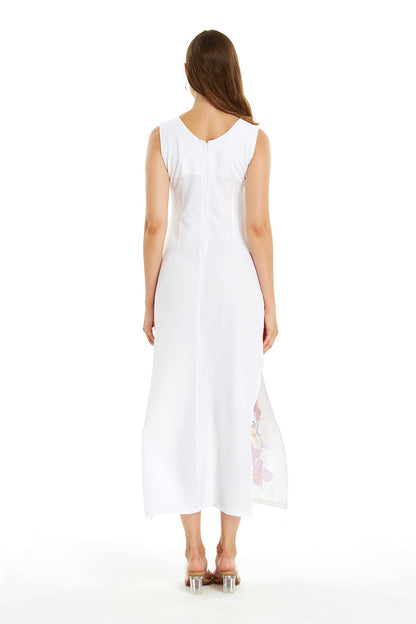 Matchable Family Hawaiian Luau Maxi Tank Dress, Watercolor Orchid, Women, Medium