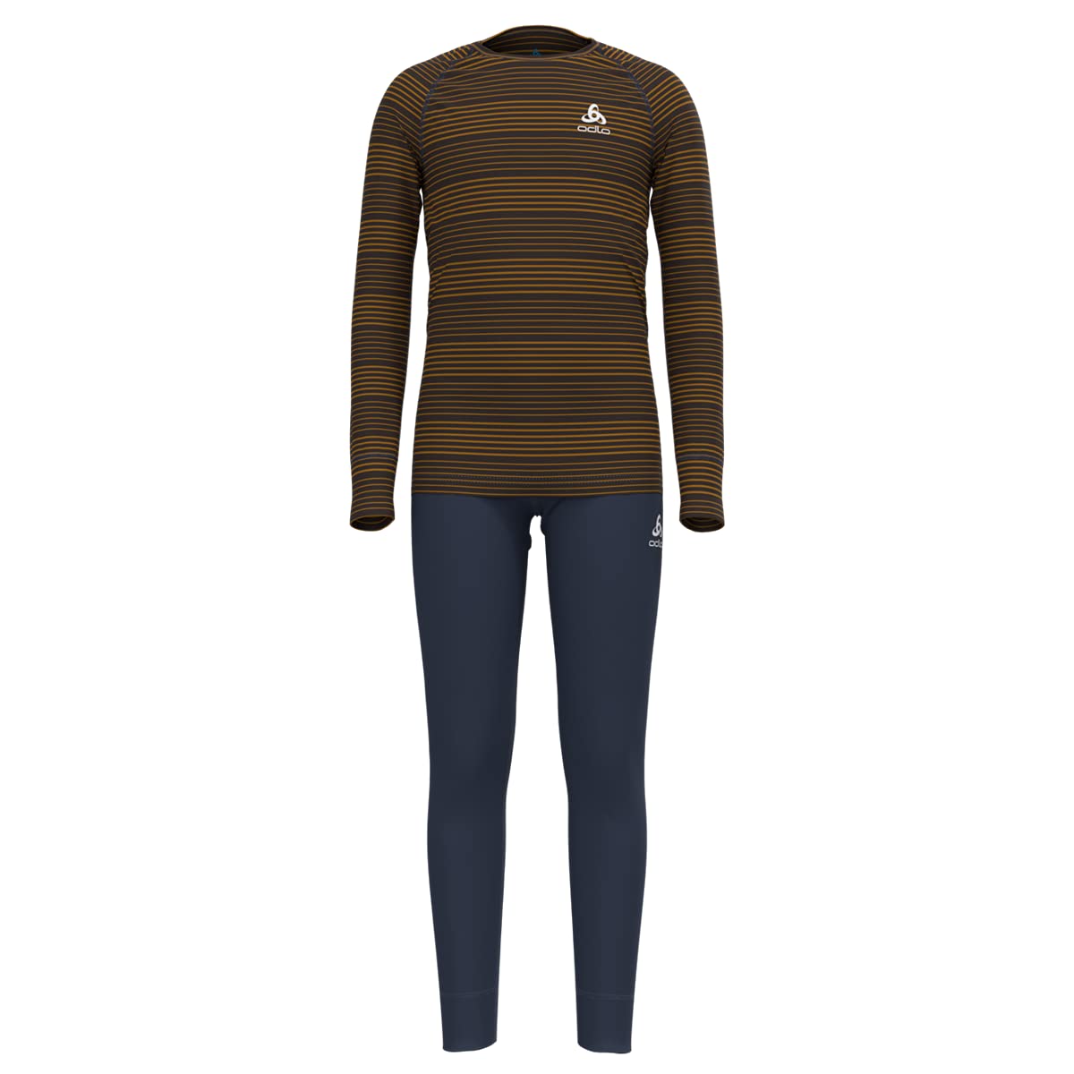 Odlo Unisex Children's Active Warm Eco Baselayer Set, Dark Sapphire - Buckthorn Brown, 92