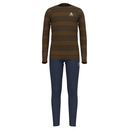 Odlo Unisex Children's Active Warm Eco Baselayer Set, Dark Sapphire - Buckthorn Brown, 92