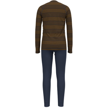 Odlo Unisex Children's Active Warm Eco Baselayer Set, Dark Sapphire - Buckthorn Brown, 92