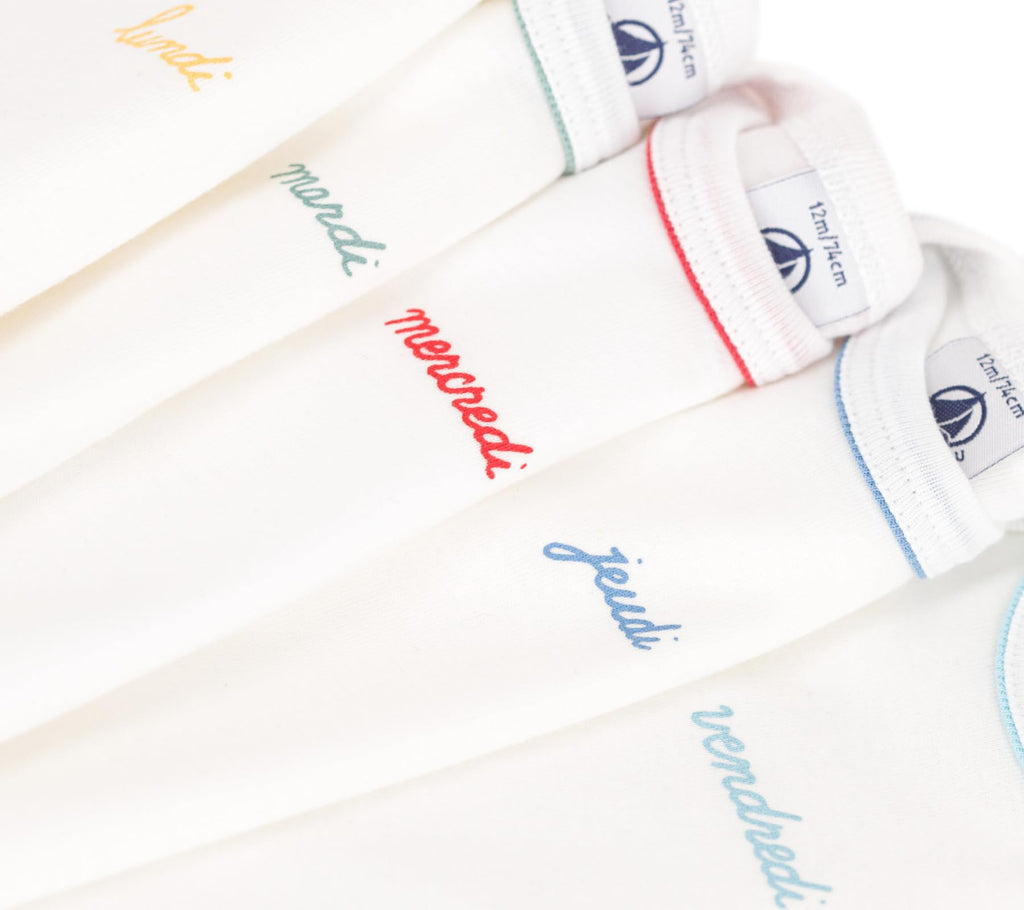 Petit Bateau Babies' short-sleeved cotton days of the week bodysuits - 5-pack SIZES 3-36 MONTHS (variante 1, SIZE 24 MONTH)
