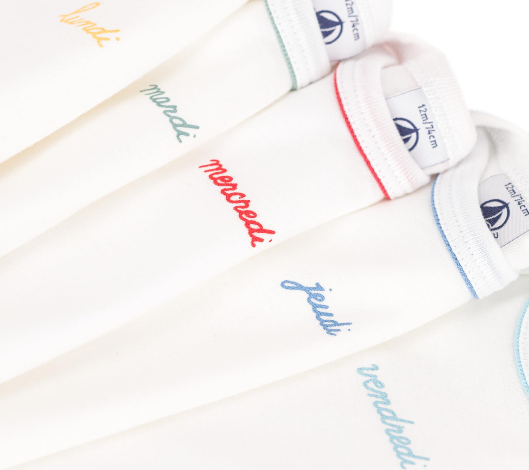 Petit Bateau Babies' short-sleeved cotton days of the week bodysuits - 5-pack SIZES 3-36 MONTHS (variante 1, SIZE 24 MONTH)