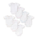 kissy kissy Baby Girls Days of The Week Short Sleeve 7-Pack of Bodysuits Bodysuit in Giftable Tulle Bag, Girl English, 0-3 Months