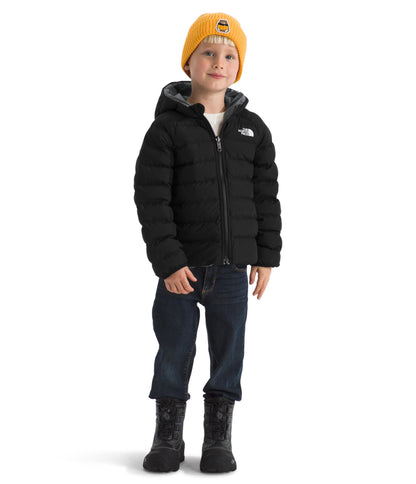 The North Face Kids' Reversible Perrito Insulated Hooded Jacket - 2 in 1 Winter Coat, Lightweight & Water Repellent, TNF Black/Smoked Pearl, 4