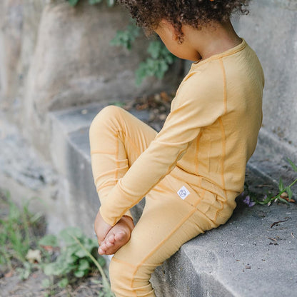 Woolino Merino Wool Base Layer for Kids - Super Soft Kids Long Sleeve Thermal Top - All Natural Base Layer Shirt - (2-3 Years) - Honey