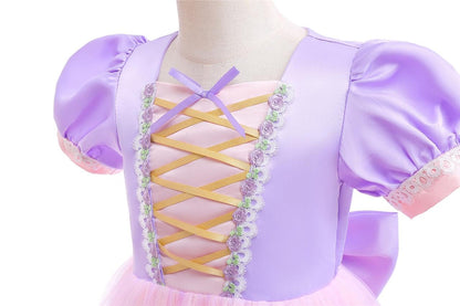 Dressy Daisy Long Braid Princess Fancy Dress Up Halloween Birthday Party Costume for Little Girls Size 7, Purple