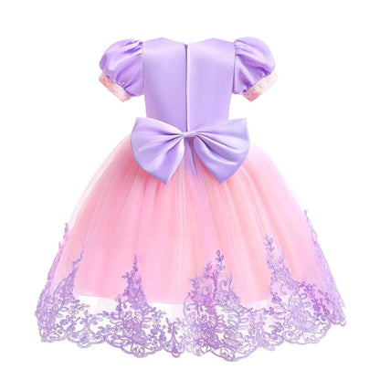 Dressy Daisy Long Braid Princess Fancy Dress Up Halloween Birthday Party Costume for Little Girls Size 7, Purple