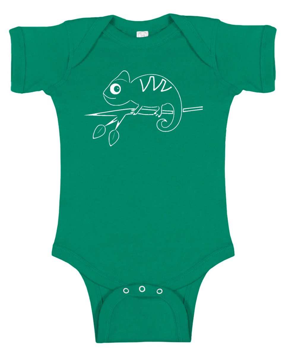 Chameleon Silhouette Baby Bodysuit (6-12 Months, Green)