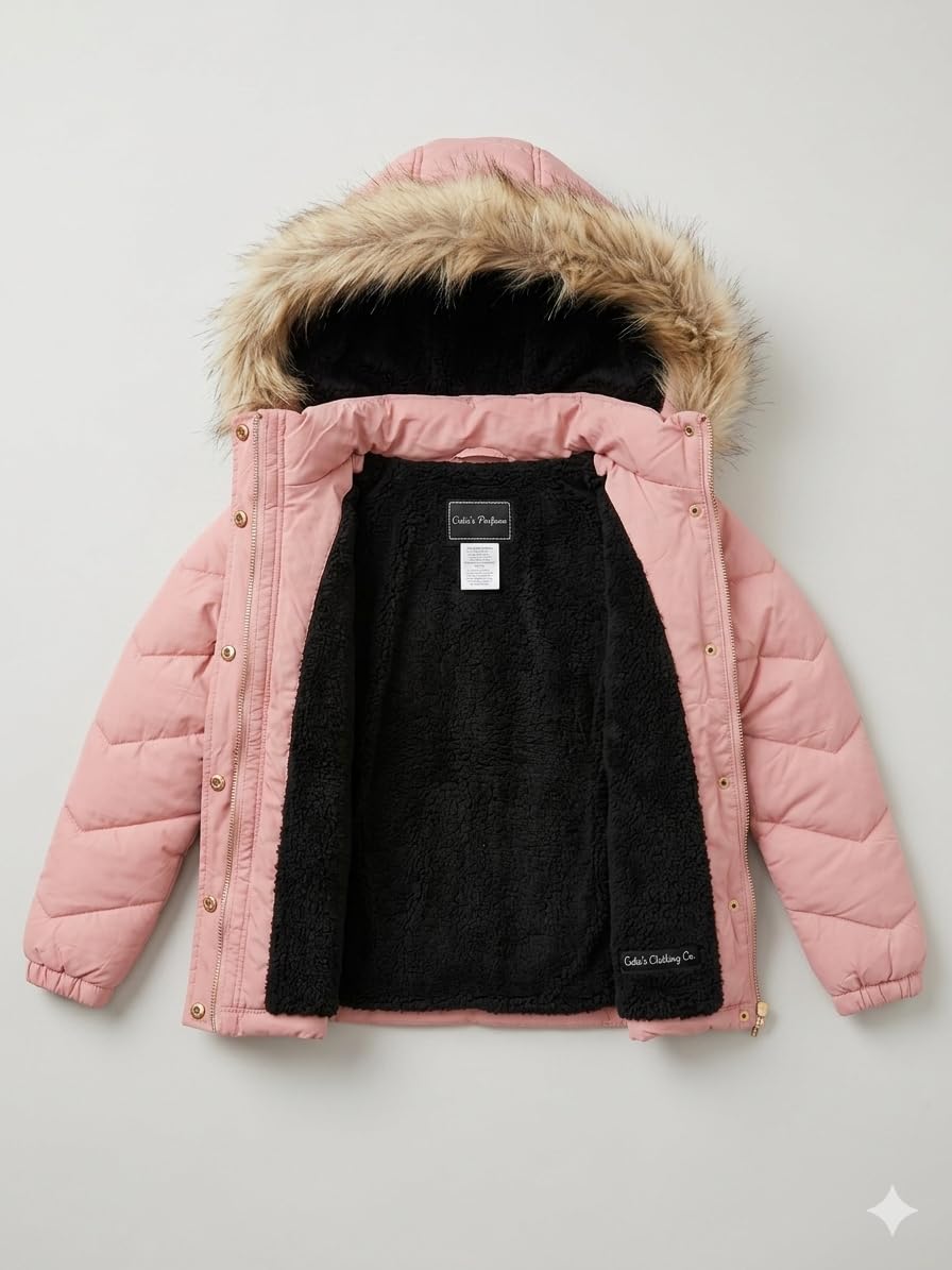 Girls Faux Fur Hooded Puffer Jackets 24-Pack