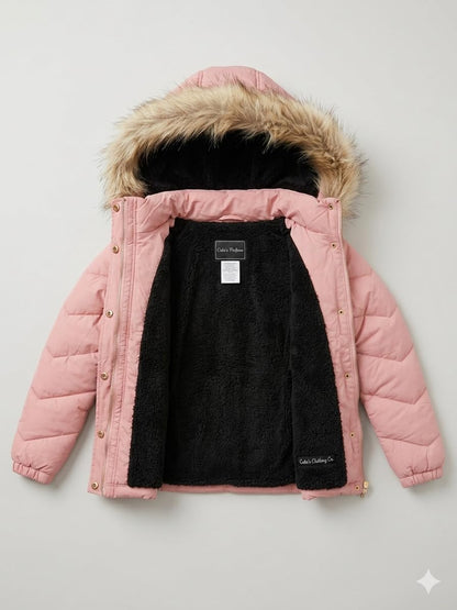 Girls Faux Fur Hooded Puffer Jackets 24-Pack