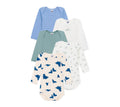 Petit Bateau Babies' long-sleeved printed cotton bodysuits - 5-pack SIZES 3-36 MONTHS (variante 1, SIZE 6 MONTH)