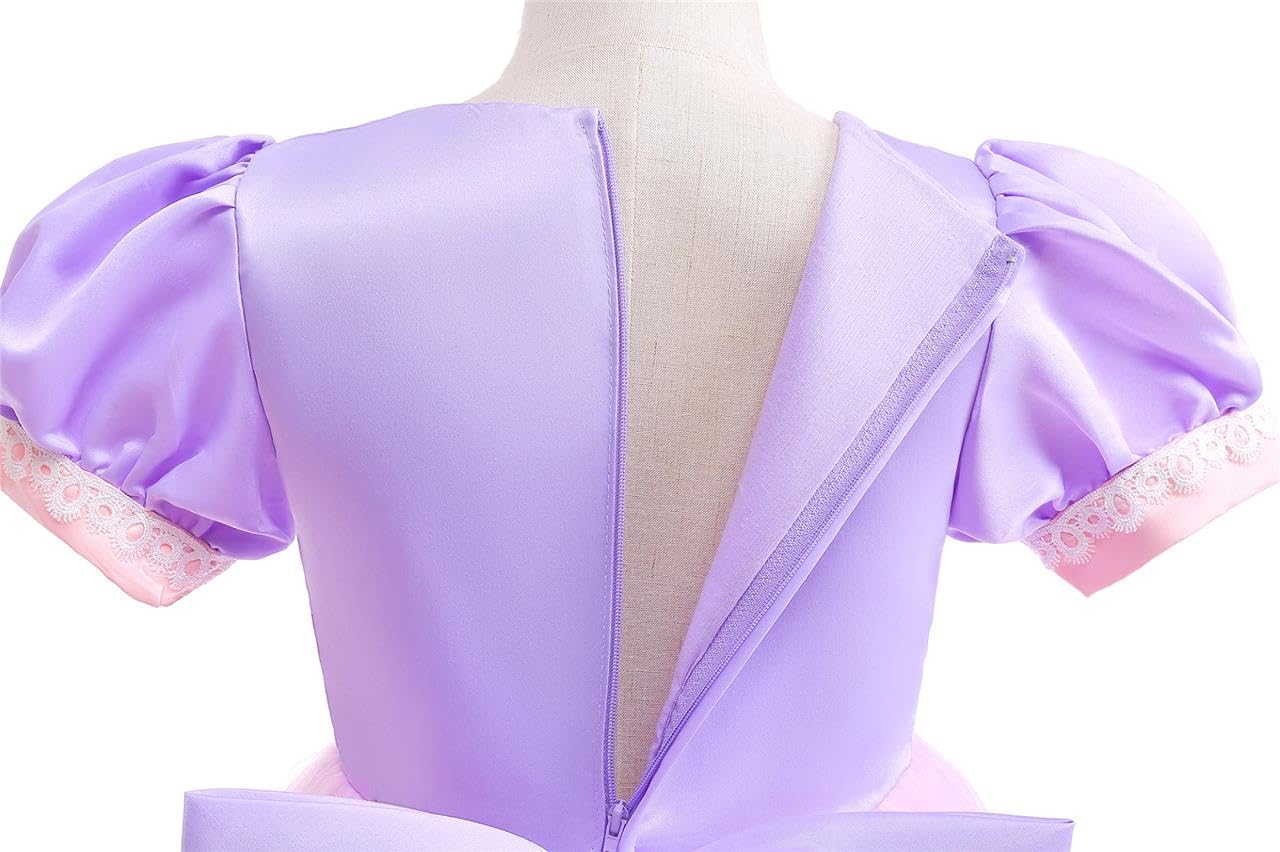 Dressy Daisy Long Braid Princess Fancy Dress Up Halloween Birthday Party Costume for Little Girls Size 7, Purple