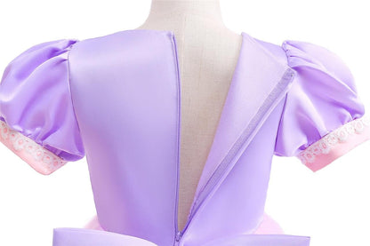 Dressy Daisy Long Braid Princess Fancy Dress Up Halloween Birthday Party Costume for Little Girls Size 7, Purple