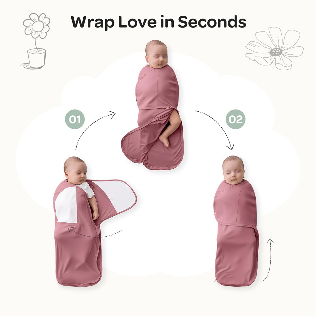 Momcozy Swaddles for Newborns, Quiet Fastener Swaddle Suitable for Infant 0-3 Months, New-Parent-Friendly Sleep Sack, Reduce Startle Reflex, Newborn Boys Girls Registry Essentials, 2-Pack, Bloom