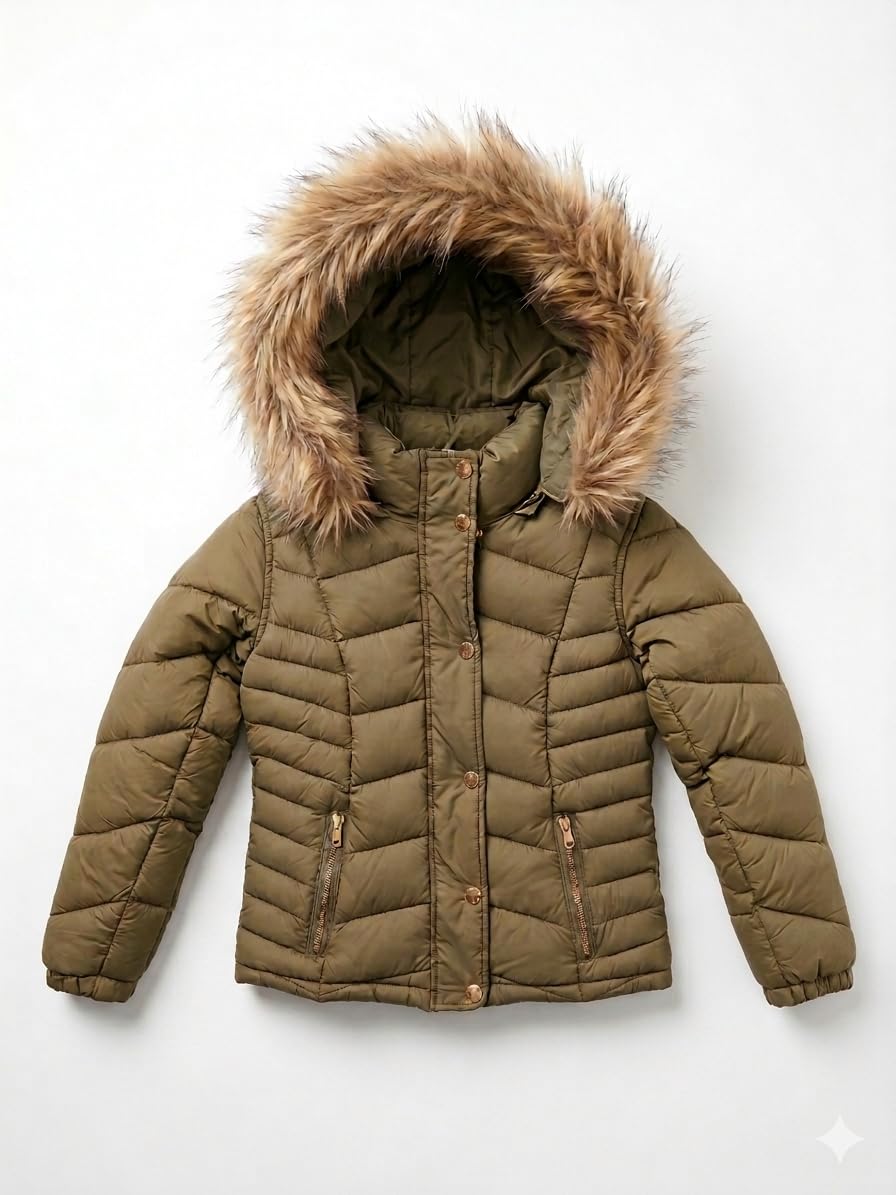 Girls Faux Fur Hooded Puffer Jackets 24-Pack