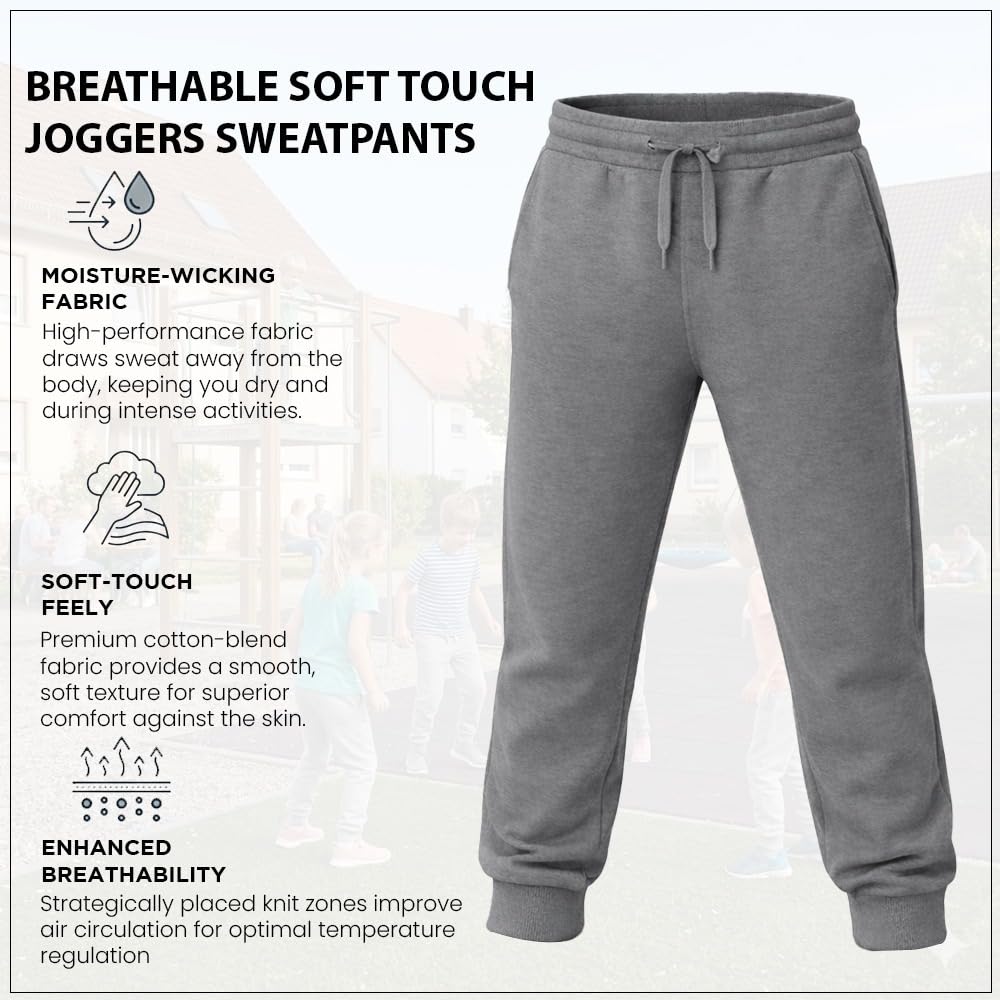 Yacht & Smith 12 Pack of Boys Jogger Bulk Sweatpants, Comfy Lounge Joggers for Kids (Assorted Medium)