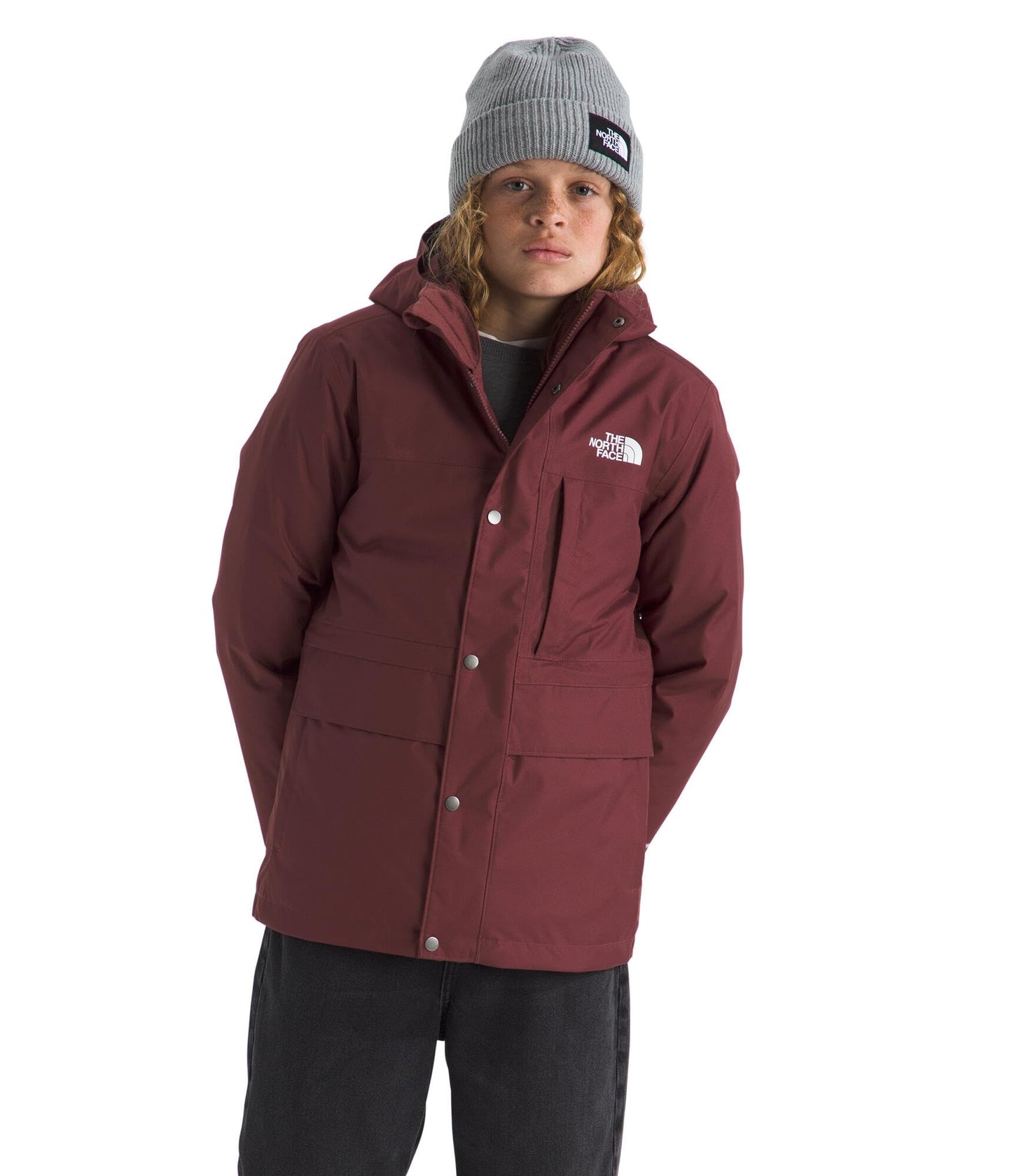 The North Face Teen North Down Triclimate 3-in-1 Jacket - Waterproof, Seam Sealed, Attached Hood, Reversible Inner Layer, Sumac, Large