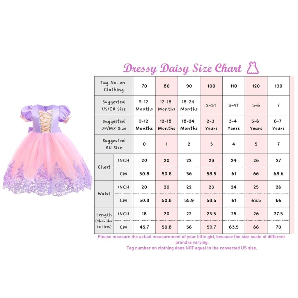 Dressy Daisy Long Braid Princess Fancy Dress Up Halloween Birthday Party Costume for Little Girls Size 7, Purple
