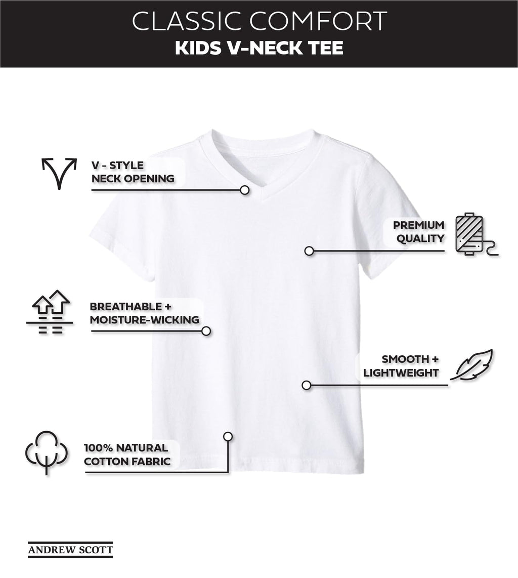 Andrew Scott Boys' V Neck T Shirt | Cotton Color Undershirts | 100% Cotton Tees in Multi Packs