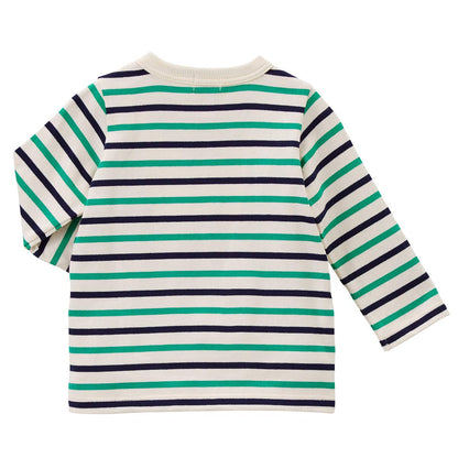 MIKI HOUSE DOUBLE_B T-shirt 63-5213-677, Boys and Girls, 27.6-59.1 inches (70-150 cm), Navy Blue × Green, 70