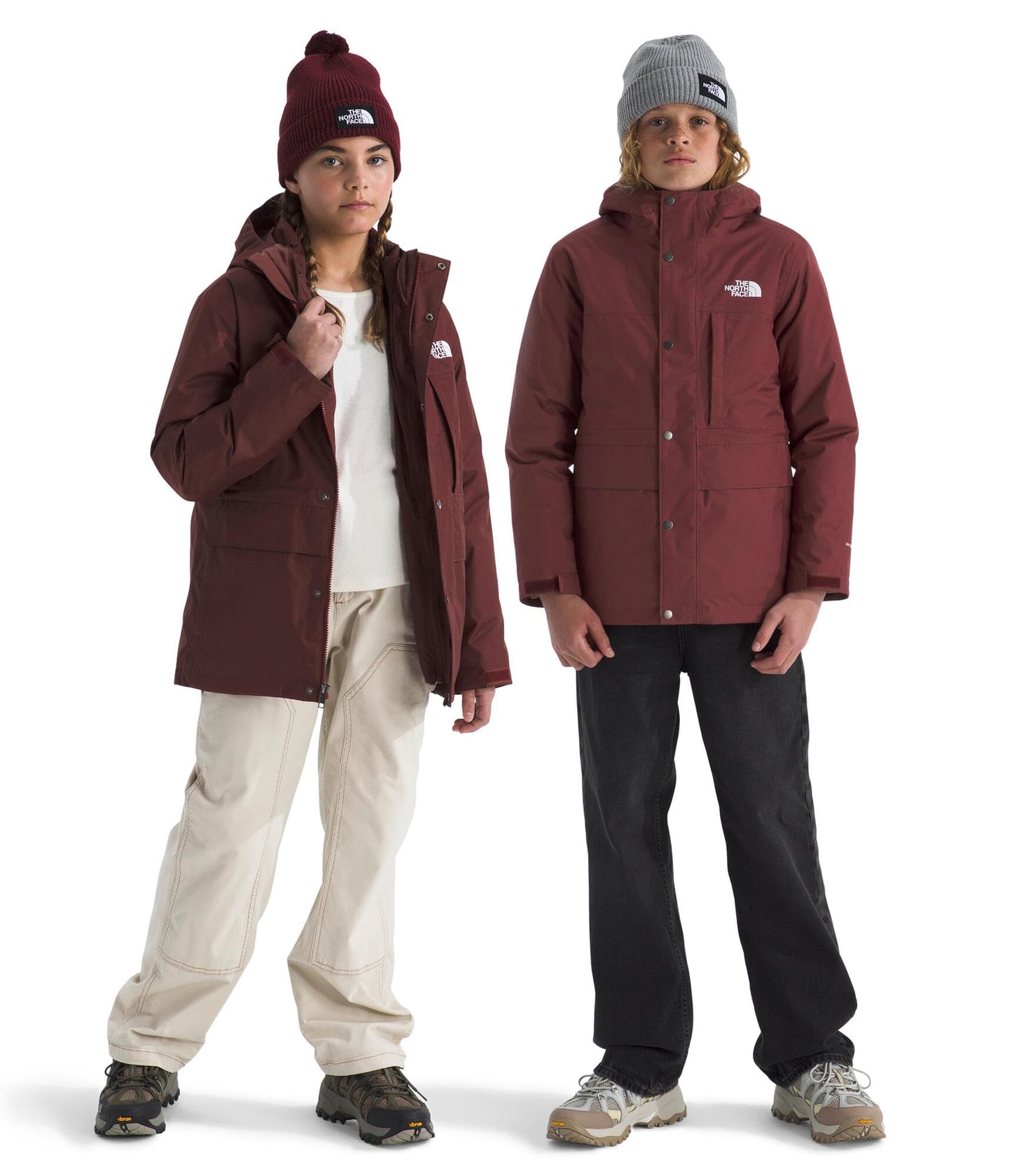 The North Face Teen North Down Triclimate 3-in-1 Jacket - Waterproof, Seam Sealed, Attached Hood, Reversible Inner Layer, Sumac, Large