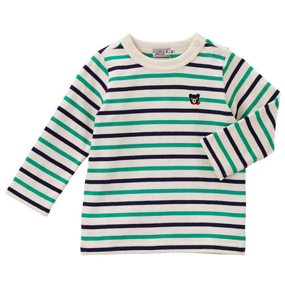 MIKI HOUSE DOUBLE_B T-shirt 63-5213-677, Boys and Girls, 27.6-59.1 inches (70-150 cm), Navy Blue × Green, 70