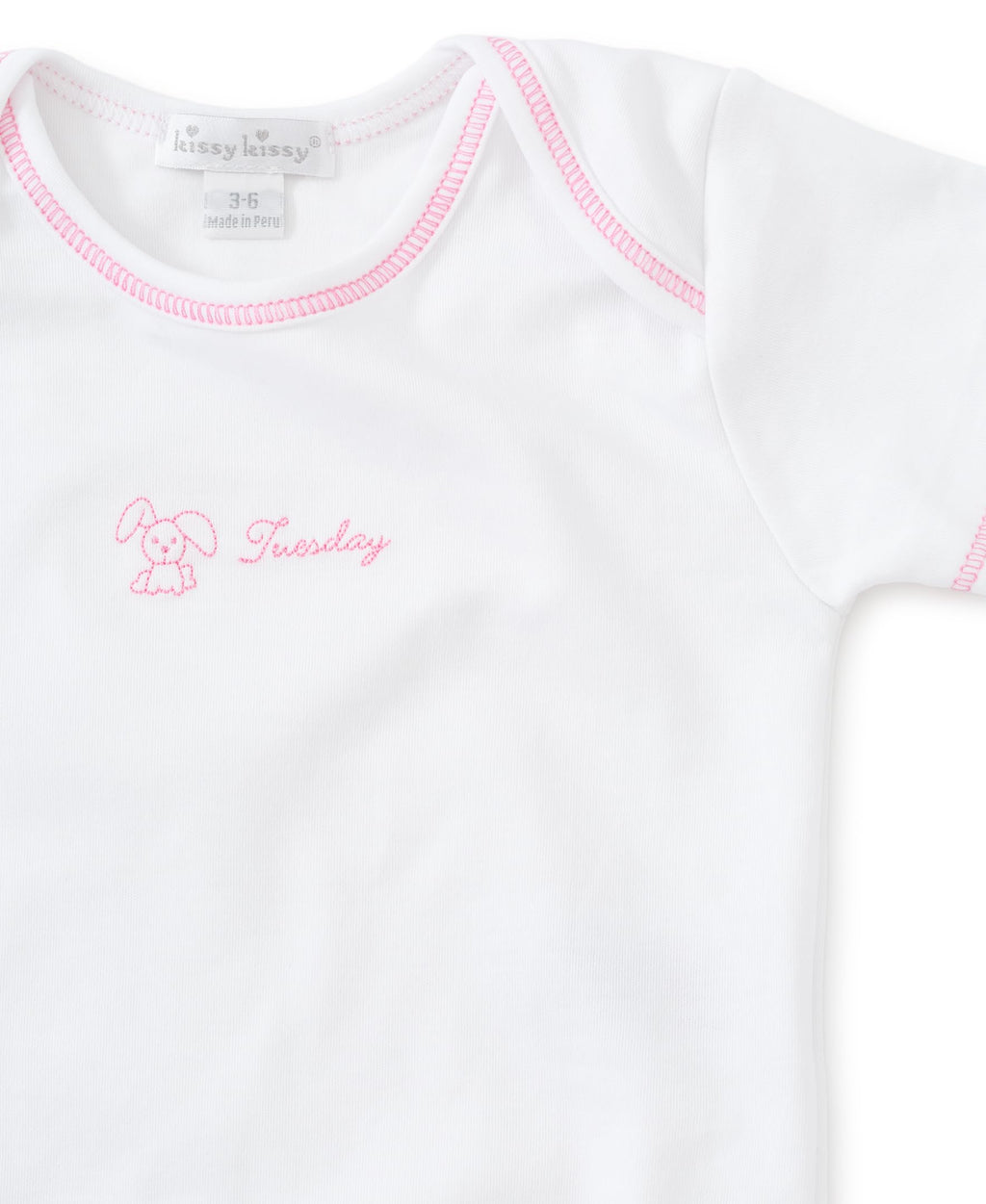 kissy kissy Baby Girls Days of The Week Short Sleeve 7-Pack of Bodysuits Bodysuit in Giftable Tulle Bag, Girl English, 0-3 Months