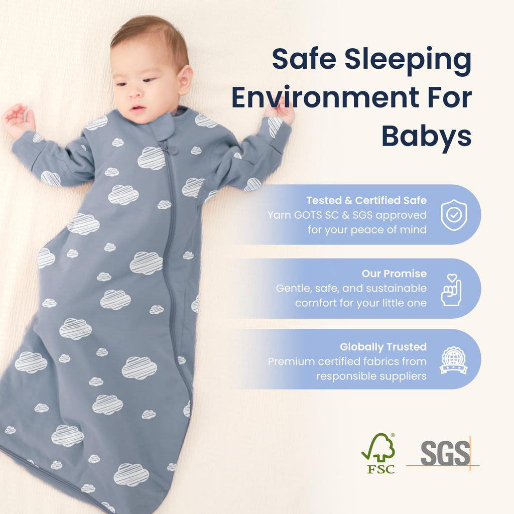 Unisex Sleeping Bag for Babies and Toddlers 1.0 Tog Sleep Sack 6-18 Months, Newborn Sleep Sack, Wearable Blanket Baby, One Piece Long Sleeves, Gifts for Baby