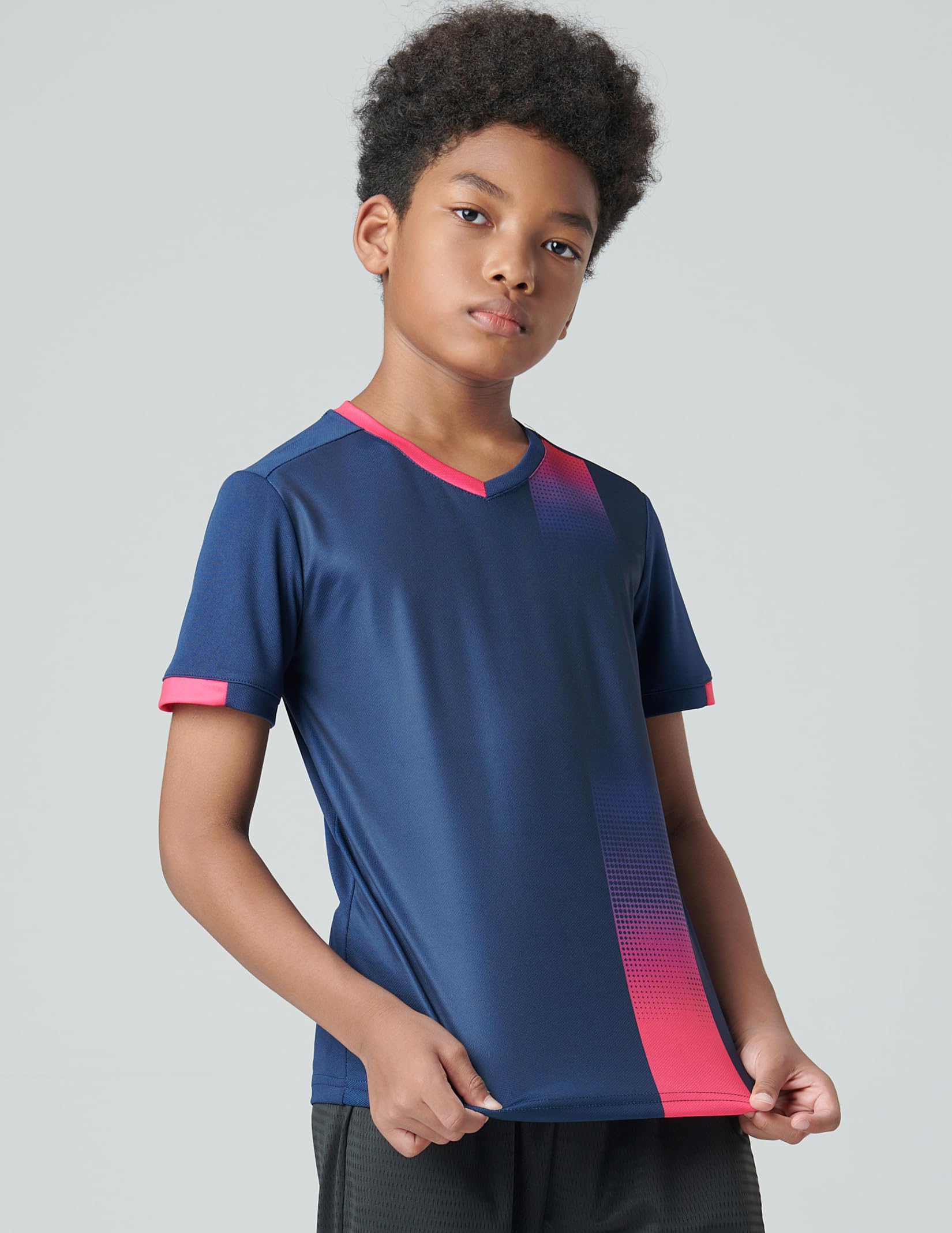 5 Pack Boys Athletic T Shirts, Youth Kids Dry Fit Short Sleeve Tees Performance Tops Activewear Clothing Bulk (Set 4, Large)