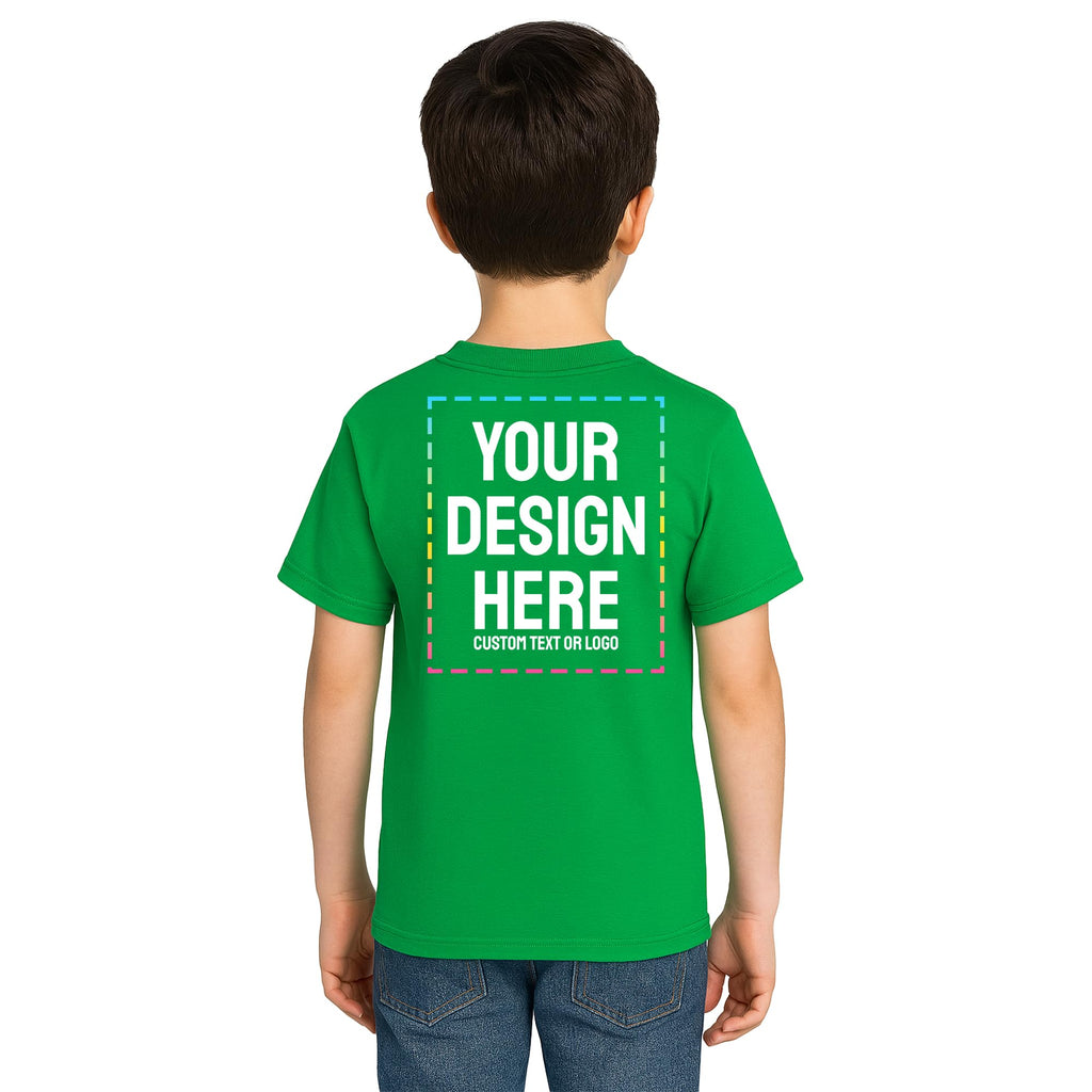 Custom Personalized Kids T-Shirt - Create Your Own with Photo, Text, Name or Logo - DTF Printed Cotton Tee for Boys, Girls & Toddler - Gift (US, Alpha, Large, Regular, 24 Pack, Irish Green)