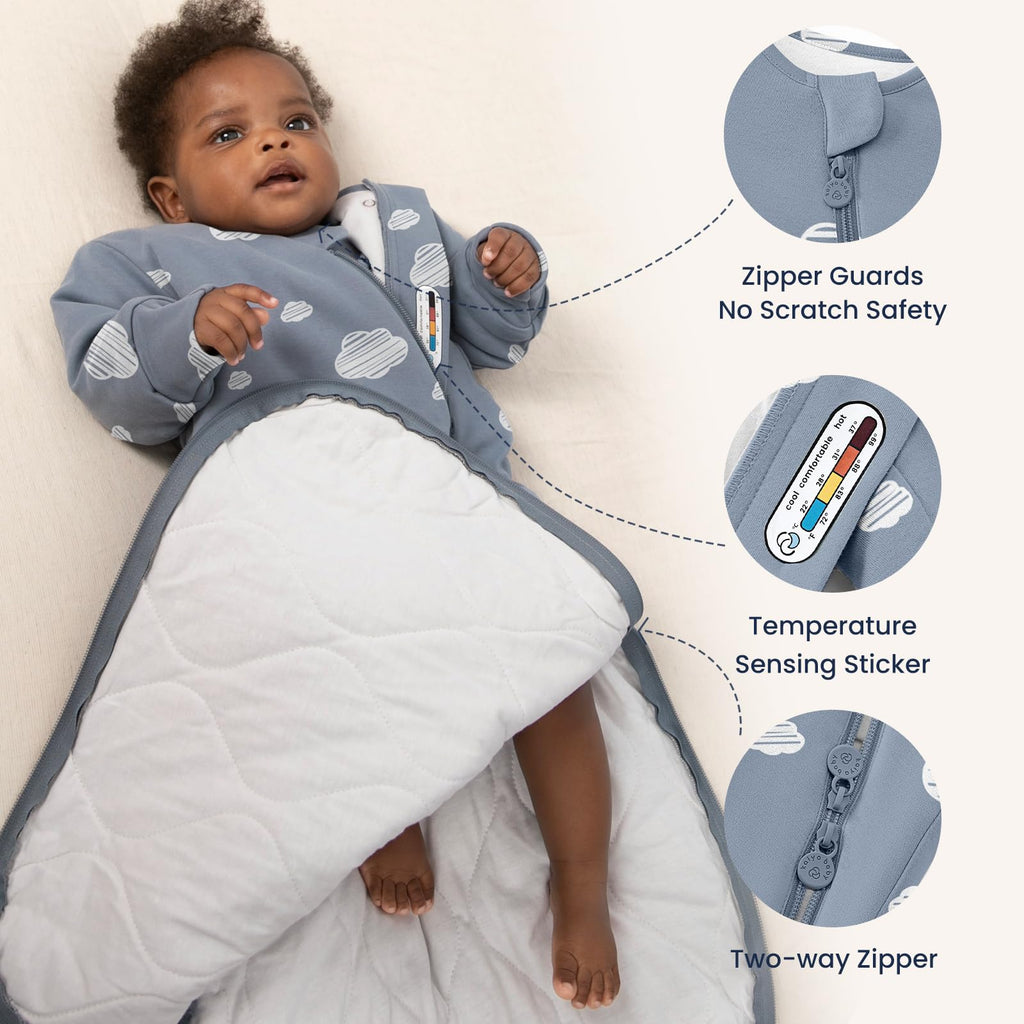Unisex Sleeping Bag for Babies and Toddlers 1.0 Tog Sleep Sack 6-18 Months, Newborn Sleep Sack, Wearable Blanket Baby, One Piece Long Sleeves, Gifts for Baby