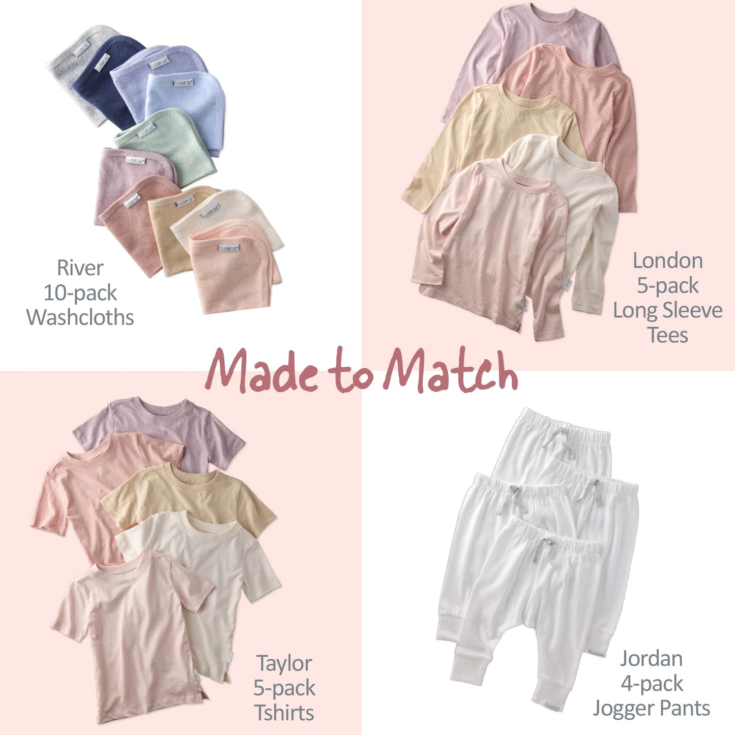 Butterblu London 5-Pack Long Sleeve T-Shirts 100% Organic for Boys & Girls, Sorbet, 6 Years