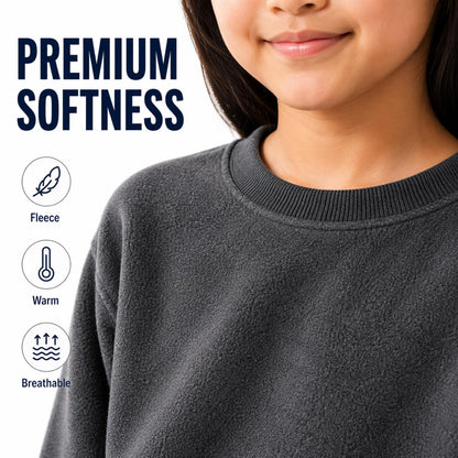 BILLIONHATS 24 Pack Charcoal Gray Kids Crewneck Sweatshirts, Bulk Youth Fleece Pullover Sweatshirt, Wholesale Children’s Crew Neck Sweaters Boys Girls (Medium)
