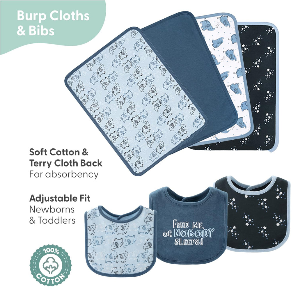 The Peanutshell Baby Layette Gift Set for Boys - 30 Piece New Born Boy Gift Set, Baby Clothes & Newborn Essentials Must Haves - Newborn Baby Clothes 0-3 Months - Elephant Blue