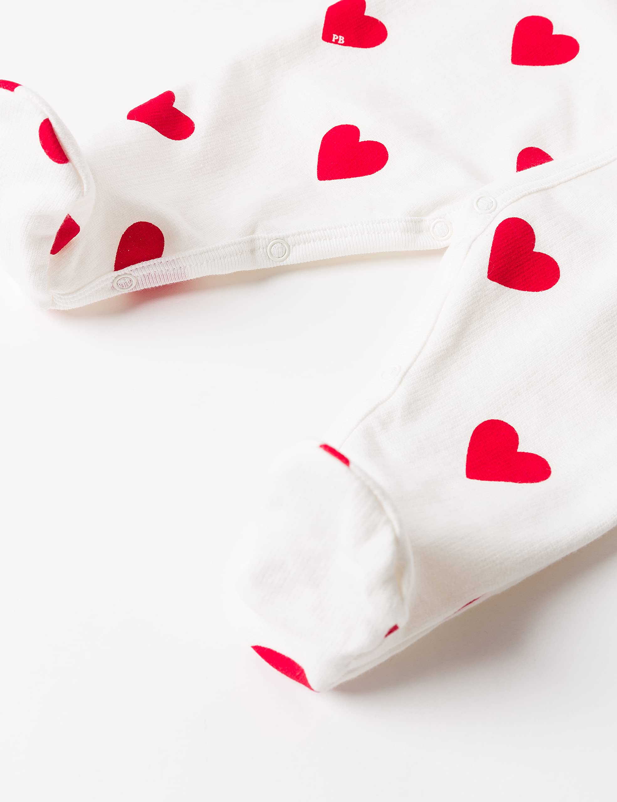 Petit Bateau BABIES' GIRL RED HEARTS FOOTIE SIZES 1-3 MONTH (SIZE 1 MONTH STYLE A00BT)