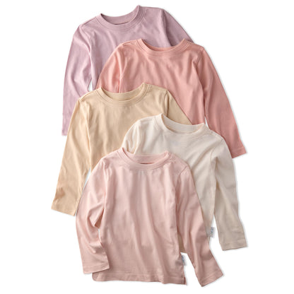 Butterblu London 5-Pack Long Sleeve T-Shirts 100% Organic for Boys & Girls, Sorbet, 6 Years