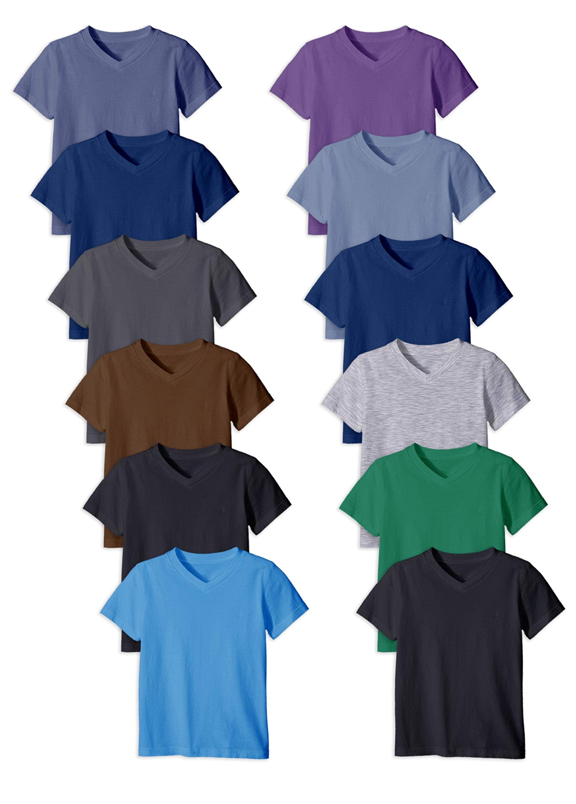 Andrew Scott Boys' V Neck T Shirt | Cotton Color Undershirts | 100% Cotton Tees in Multi Packs
