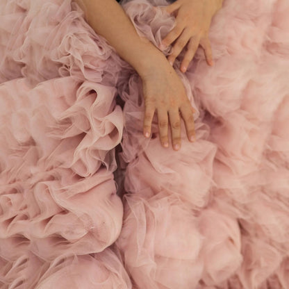 Dinjicun Tulle Flower Girls Dress High Neck A Line Ball Gowns Princess 3D Flowers Kid Birthday Party Dresses