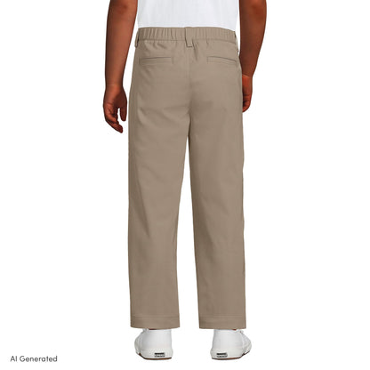 Lands' End Uniform Boys Recycled Active Chino Pant Khaki Kids 6
