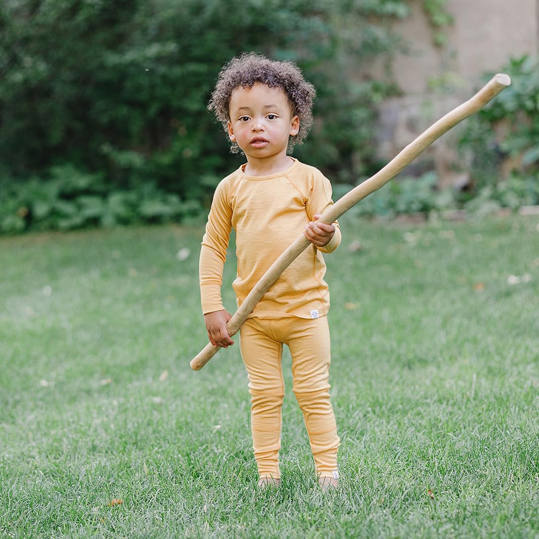Woolino Merino Wool Base Layer for Kids - Super Soft Kids Long Sleeve Thermal Top - All Natural Base Layer Shirt - (2-3 Years) - Honey