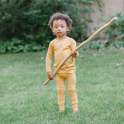 Woolino Merino Wool Base Layer for Kids - Super Soft Kids Long Sleeve Thermal Top - All Natural Base Layer Shirt - (2-3 Years) - Honey