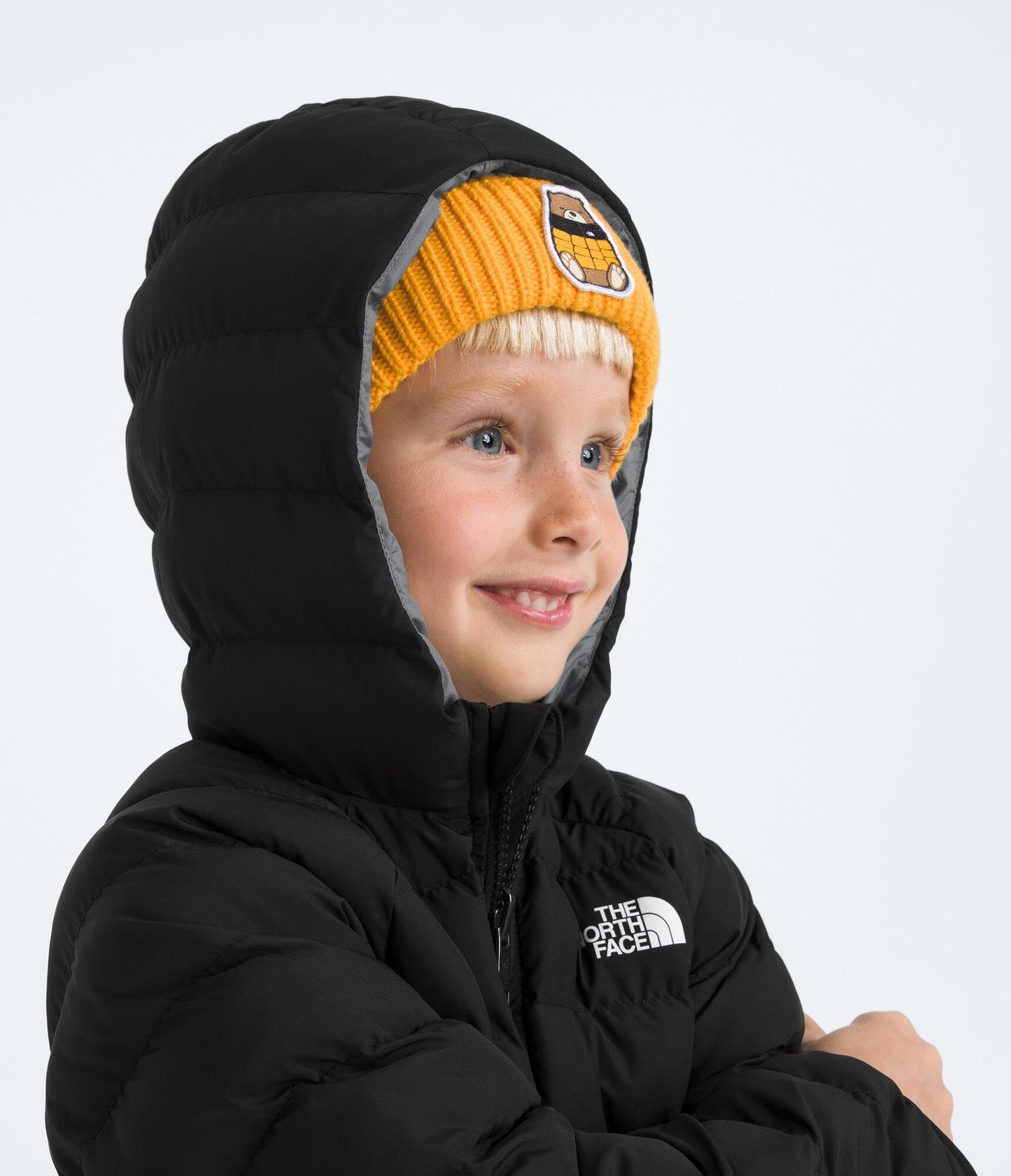 The North Face Kids' Reversible Perrito Insulated Hooded Jacket - 2 in 1 Winter Coat, Lightweight & Water Repellent, TNF Black/Smoked Pearl, 4