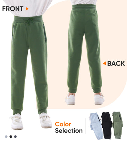 WHITE PEAK TRADING COMPANY Boys Athletic Sweatpants, 3 Pack Kids Fleece Casual Jogger Pants with Zipper Pockets Size 4-20