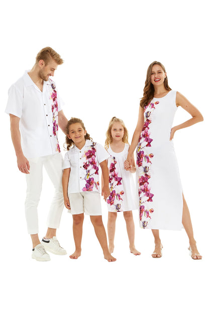 Matchable Family Hawaiian Luau Maxi Tank Dress, Watercolor Orchid, Women, Medium