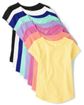 The Children's Place Girls Print Basic Layering Tees T-Shirt, Multi Color Shirt Tee 8-pack, XX-Large US