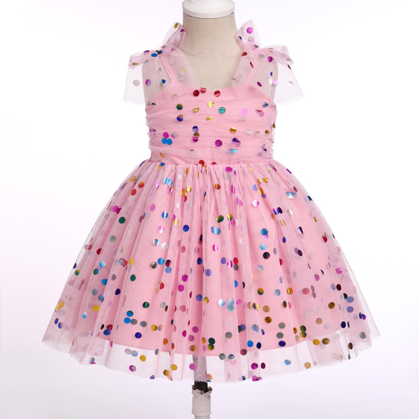 IMEKIS 3th 4th Birthday Girl Outfit: Third Fourth Birthday Dress for Girls Cake Smash Toddler Confetti Princess Dresses Party Pageant Gown Kids Easter Dresses Photoshoot Pink Sequin 3-4T