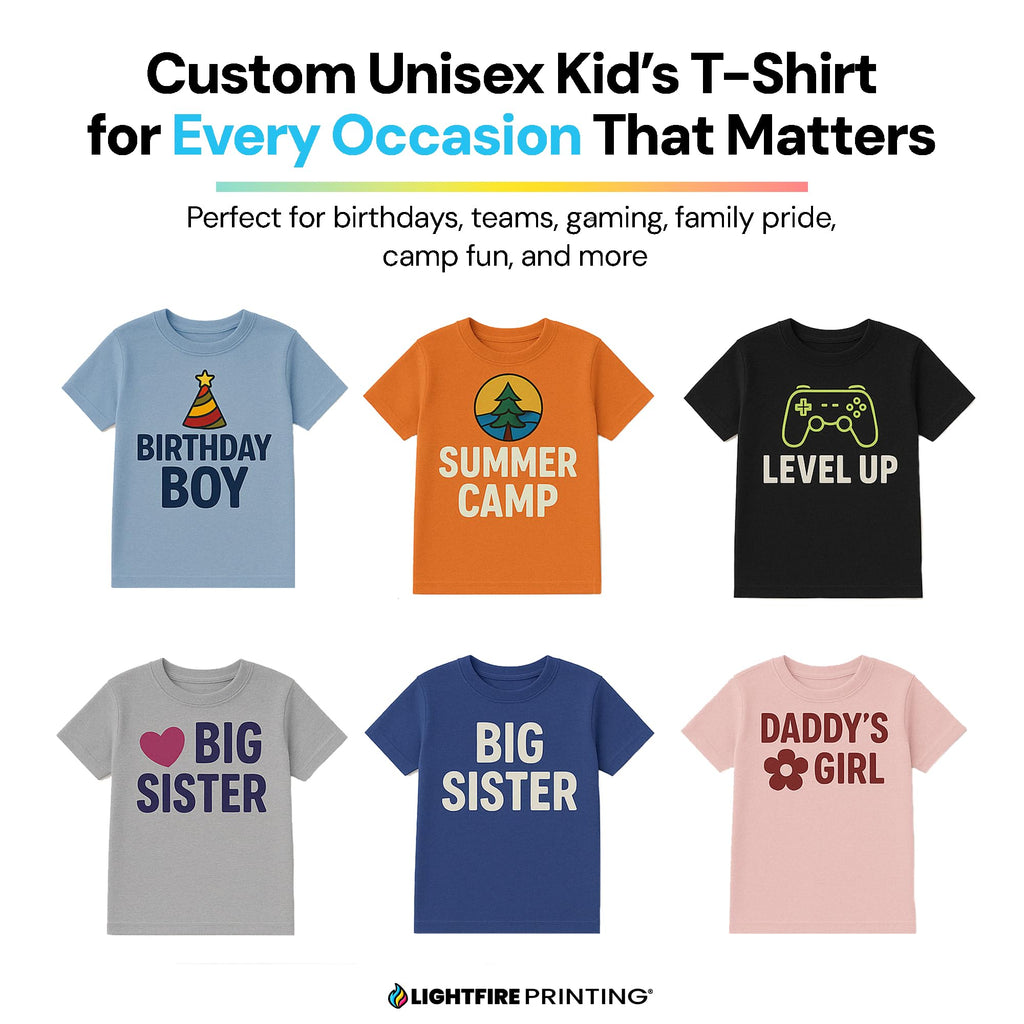 Custom Personalized Kids T-Shirt - Create Your Own with Photo, Text, Name or Logo - DTF Printed Cotton Tee for Boys, Girls & Toddler - Gift (US, Alpha, Large, Regular, 24 Pack, Irish Green)