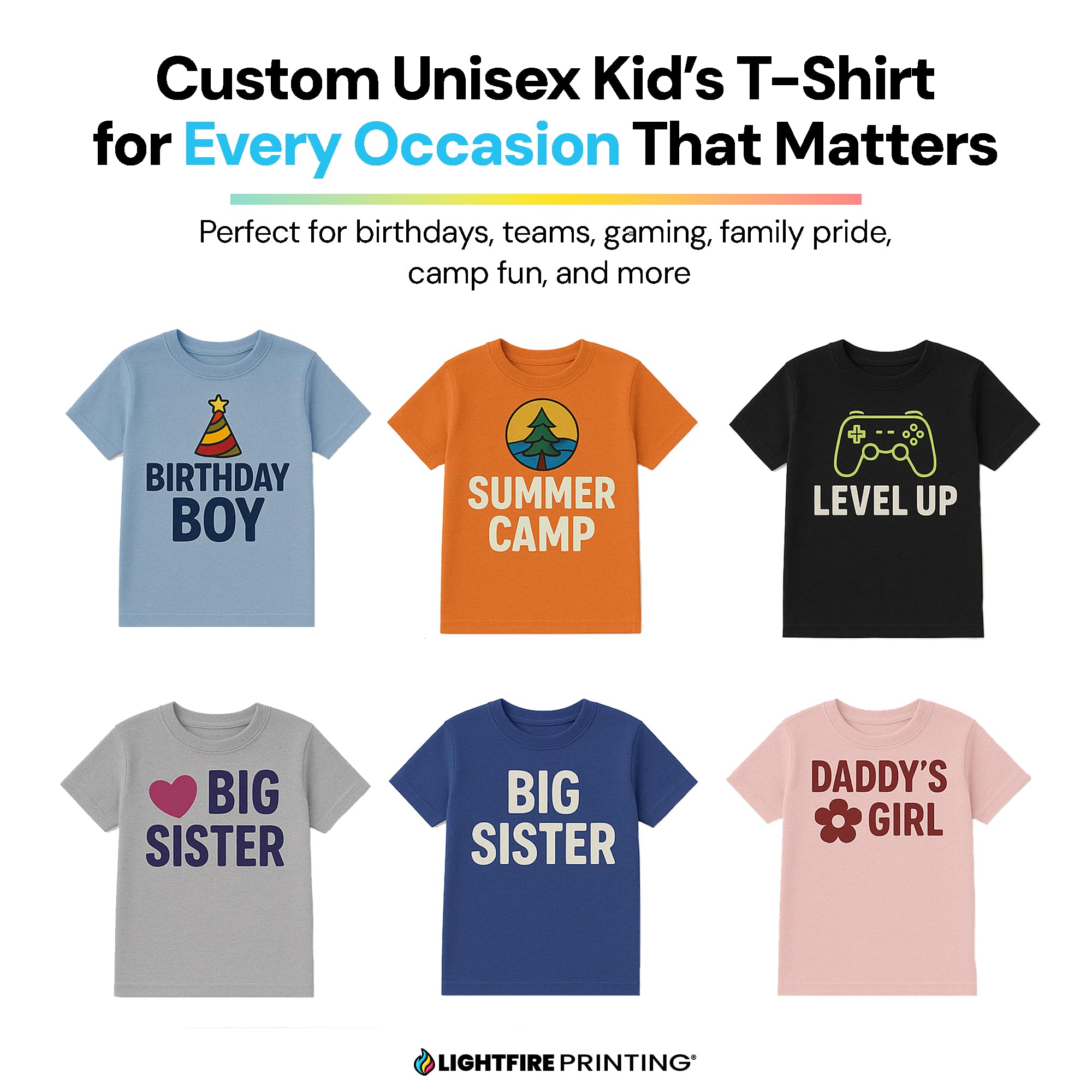 Custom Personalized Kids T-Shirt - Create Your Own with Photo, Text, Name or Logo - DTF Printed Cotton Tee for Boys, Girls & Toddler - Gift (US, Alpha, Large, Regular, 24 Pack, Irish Green)