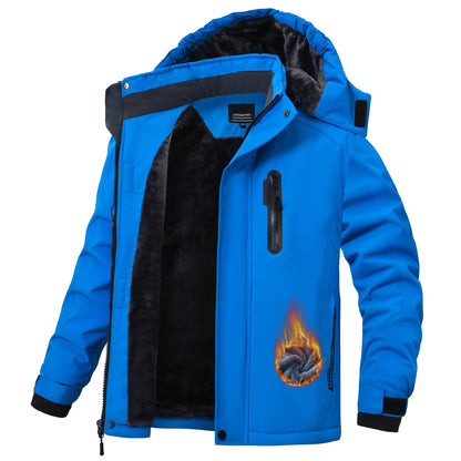 QMP Boys Winter Coat Jackets Snow Suit for Kids Rain Fleece Warm Waterproof Insulated Softshell Ski Snowboard Jackets for Girls Windproof with Zip Pockets Hoode Royal Blue 6-7